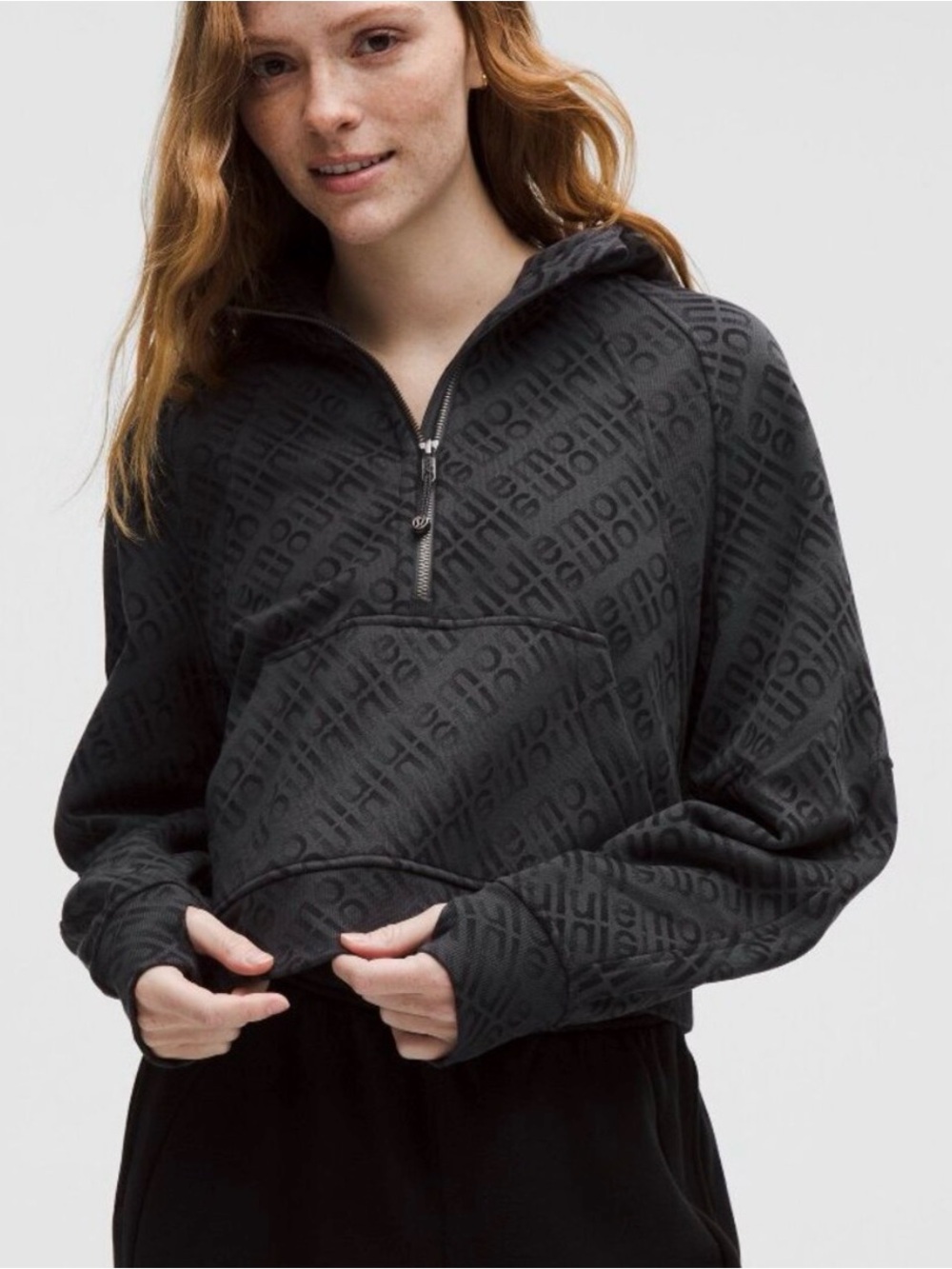 NWT Lululemon Scuba Oversized Half-Zip Hoodie Flux Wordmark WP Black M/L NWT
